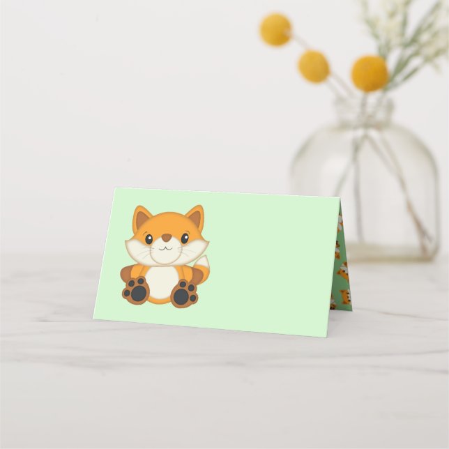 Fox Baby Shower Woodland Animal Placeringskort (Framsida)