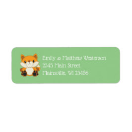 Fox Baby Shower Woodland Animal Returadress Etikett