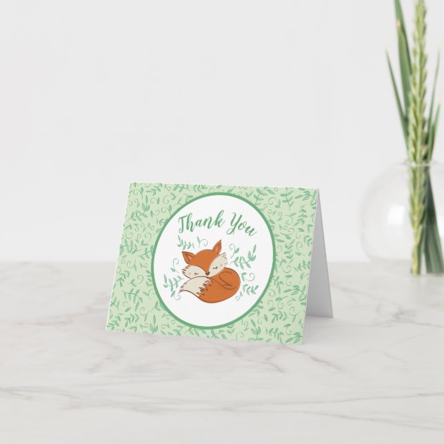 Fox Baby Shower Woodland Animals Tack Kort (Framsida)
