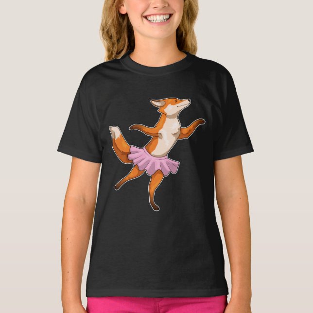 Fox Ballerina Ballet Dance T Shirt (Framsida)