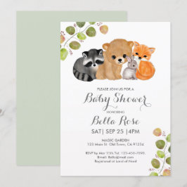 Fox Bear Raccoon Bunny Baby Shower-inbjudningar Inbjudningar