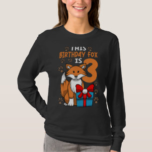 Fox Birthday 3 Birthday Party Girl Animal Kids T Shirt