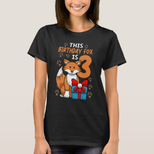 Fox Birthday 3 Birthday Party Girl Animal Kids T Shirt