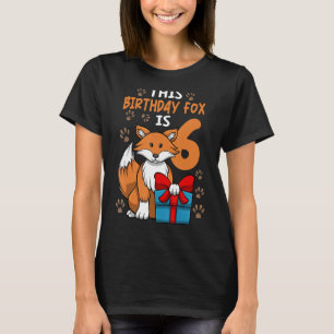 Fox Birthday 6e Födelsedagsfest Girl Animal Kids T Shirt