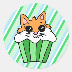 Fox Birthday Cuptårta Runt Klistermärke