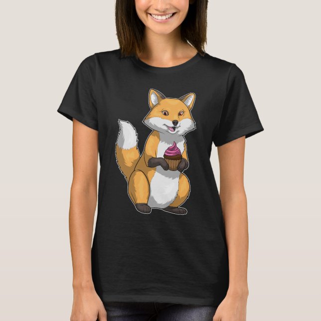 Fox Birthday Cuptårta T Shirt (Framsida)