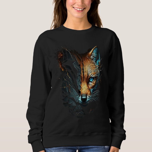 Fox Blue Eyes Animal Print Fox T Shirt (Framsida)