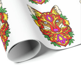 Fox boho abstrakt art varg red lila presentpapper