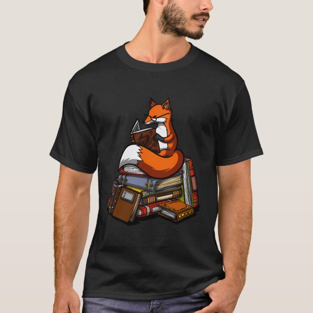 Fox Bok Reading Nerd Geek Funny Librarian Boys Gi T Shirt (Framsida)