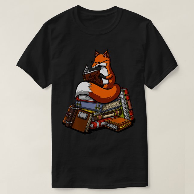 Fox Bok Reading Nerd Geek Funny Librarian Boys Gi T Shirt (Design framsida)
