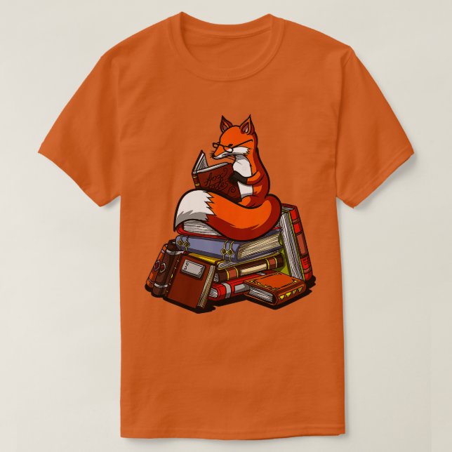 Fox Bok som läser NERD Cute Animal Librarian Women T Shirt (Design framsida)