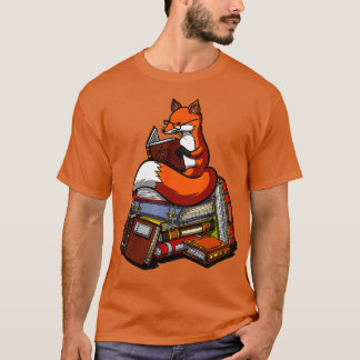 Fox Bok som läser NERD Cute Animal Librarian Women T Shirt