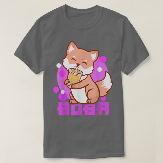 Fox Bubble Tea Anime Boba Kawaii Neko Girls T Shirt (Design framsida)