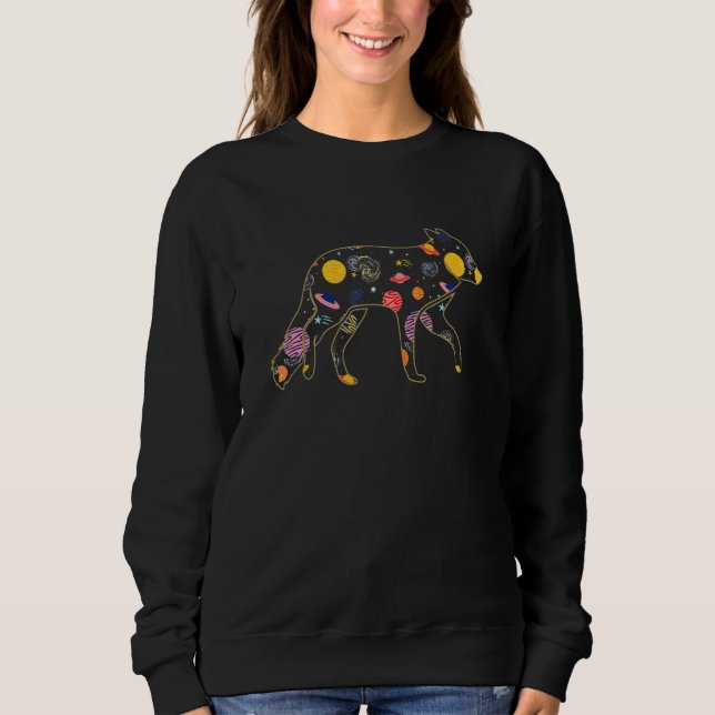 Fox  Celestial Animals Space Aesthetic Solar Plane T Shirt (Framsida)