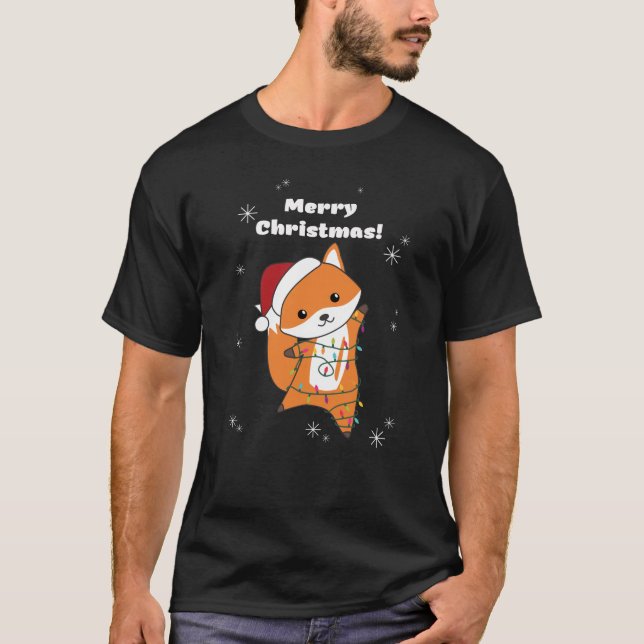 Fox Christmas Snow Winter Animals Foxes T Shirt (Framsida)