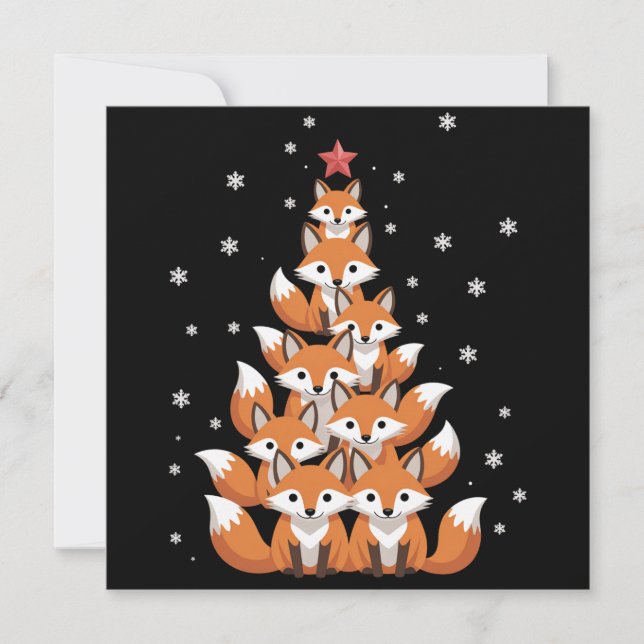 Fox Christmas Tree Fox Xmas Tree Funny Animal Julkort (Framsida)
