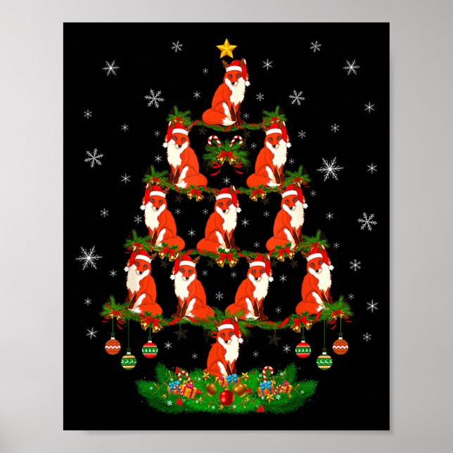 Fox Christmas Tree Funny Xmas Lover  Poster (Framsidan)