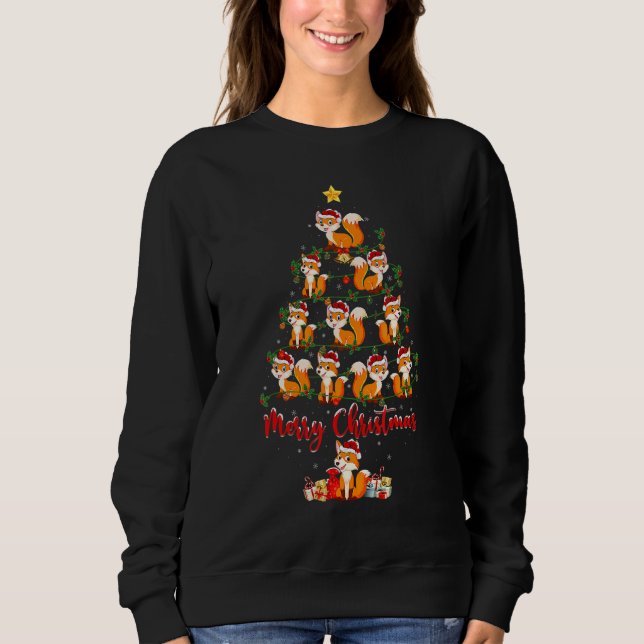 Fox Christmas Tree Lights Santa Fox Xmas T Shirt (Framsida)