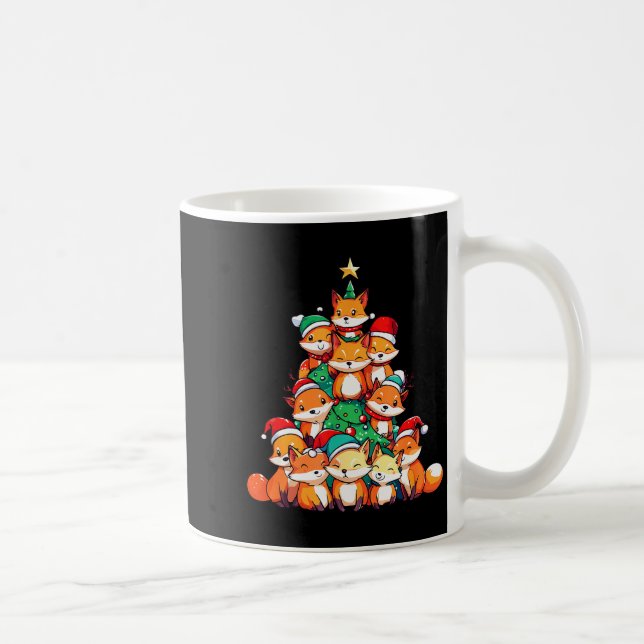 Fox Christmas Tree Xmas Girls Boys Funny Santa  Kaffemugg (Höger)