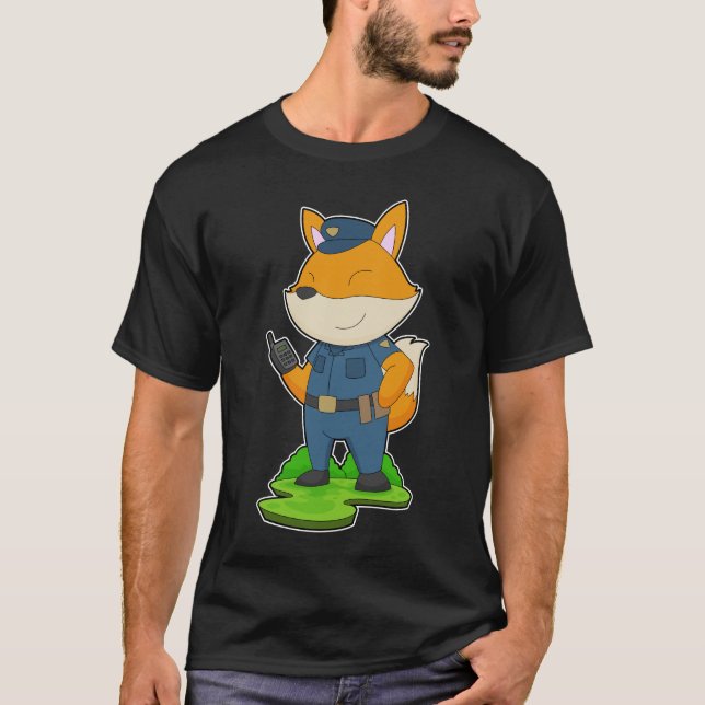 Fox Cop Microphone Polisen T Shirt (Framsida)