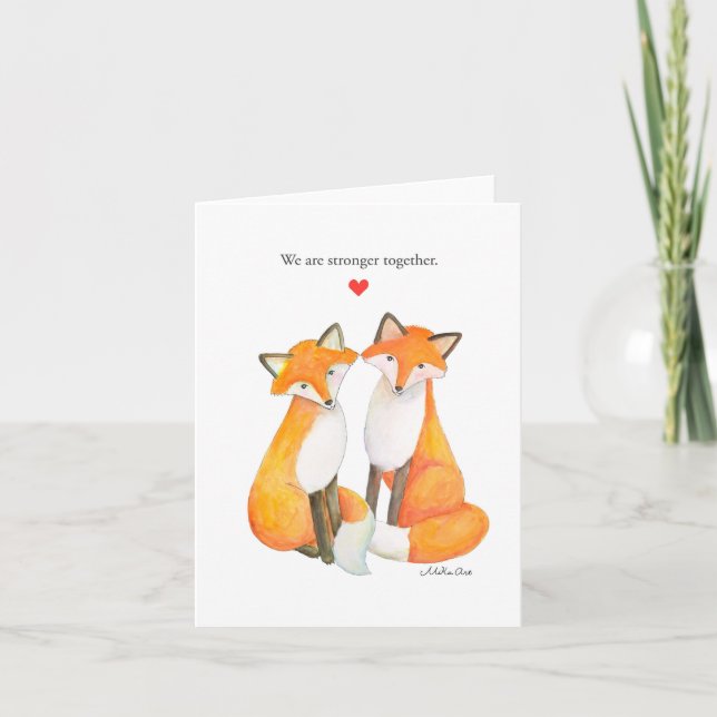 Fox Couple Foxy lite Kärlek-årsdag Alla hjärtans Kort (Framsida)