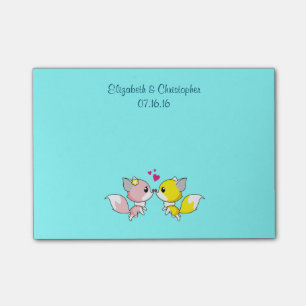 Fox Couple Kissing Wedding Favor Post-it Block