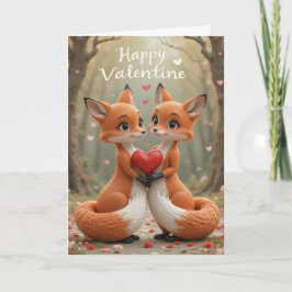 Fox Couple Valentine Woodland Love Romantic  Helgkort