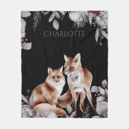 Fox Couple Vinter Foliage God Personlig Fleecefilt