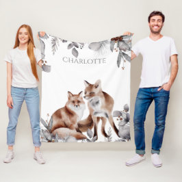 Fox Couple Vinter Foliage God Personlig Fleecefilt