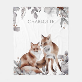 Fox Couple Vinter Foliage God Personlig Fleecefilt