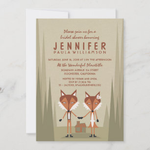 Fox Couple Woodland Möhippa Inbjudningar
