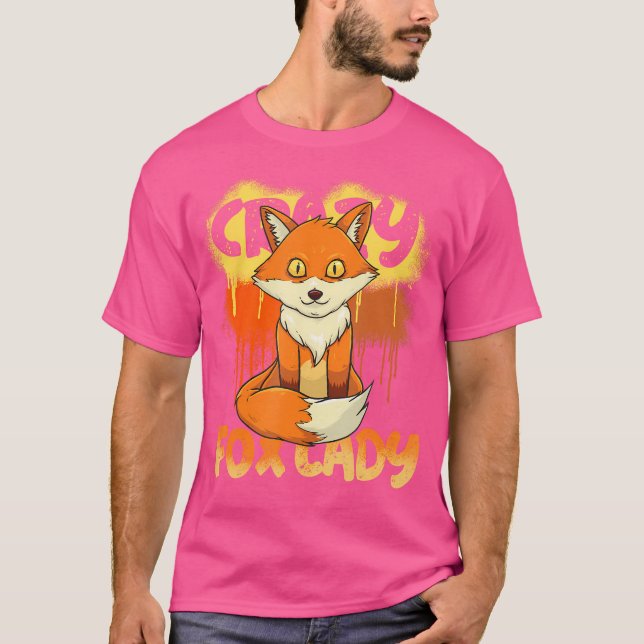 Fox Crazy Fox Dam Funny Fox Apparat för Fox Älskar T Shirt (Framsida)