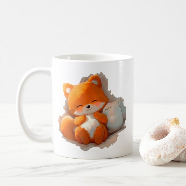 Fox cub anime kaffemugg (Med munk)