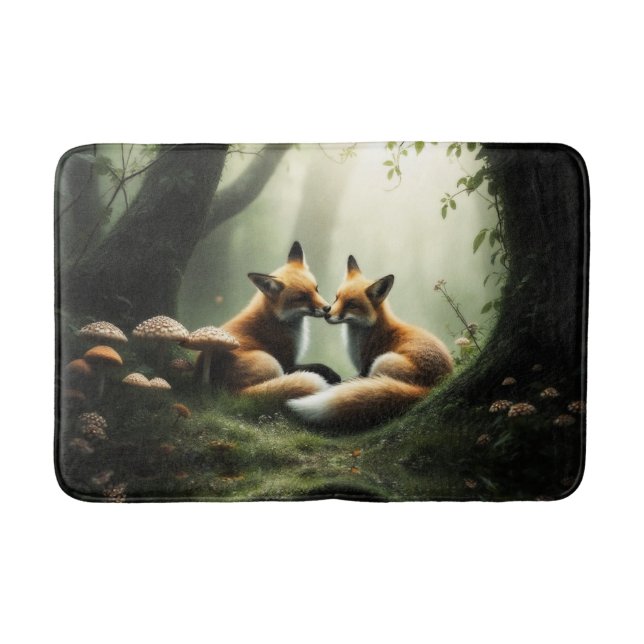 Fox Cuddle i Misty Forest Badrumsmatta (Framsidan)