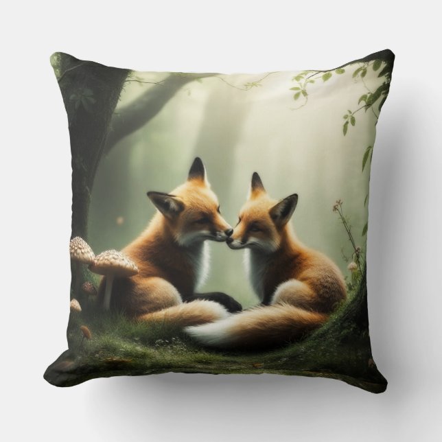 Fox Cuddle i Misty Forest Kudde (Framsida)