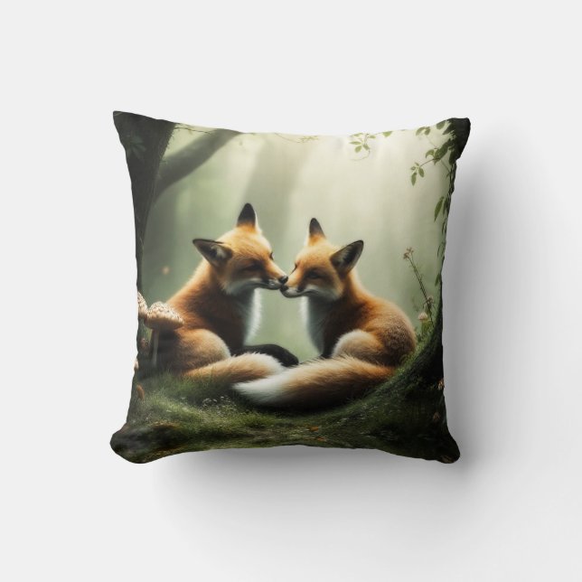Fox Cuddle i Misty Forest Kudde (Framsida)