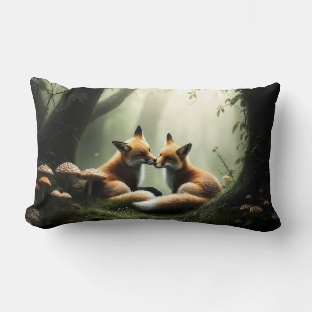 Fox Cuddle i Misty Forest Lumbarkudde (Framsida)