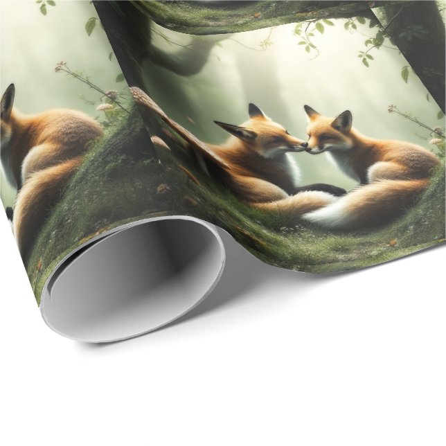 Fox Cuddle i Misty Forest Presentpapper (Rullad Hörn)