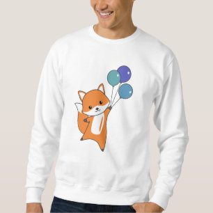 Fox Cute Animals flyger på ballonger Barn Lång Ärmad Tröja