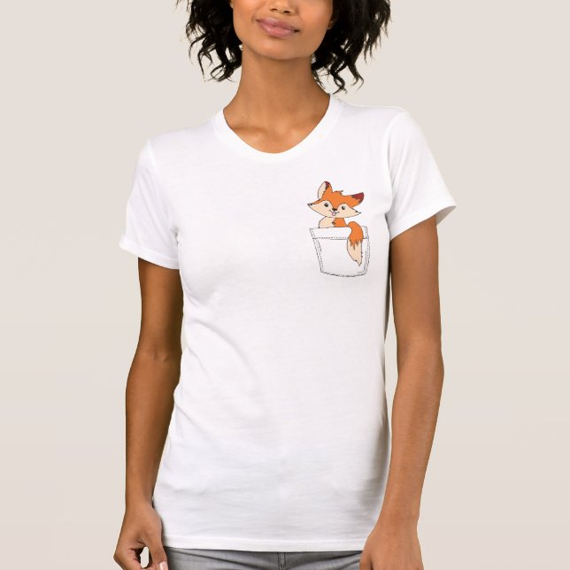 Fox Cute Teckning Fox i Pocket Cute Fox Clipart T Shirt (Framsida)