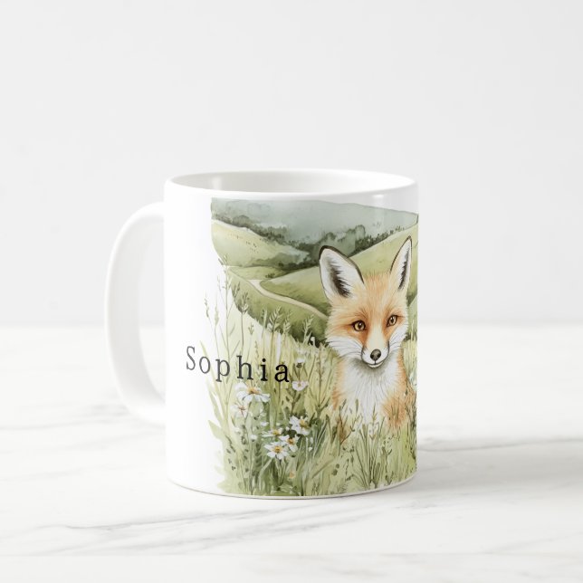 Fox Daisy Flowers Kaffemugg (Framsida vänster)