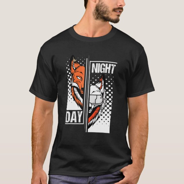 Fox Day Night Gaming I Headset Animal Fox Gamer Wi T Shirt (Framsida)