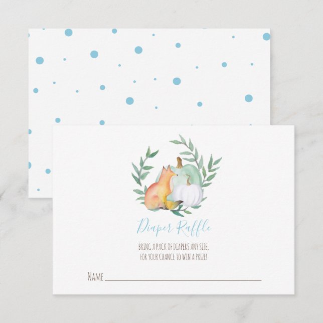 Fox Diaper Raffle Insert - November Baby Shower Inbjudningar (Fram/baksida)