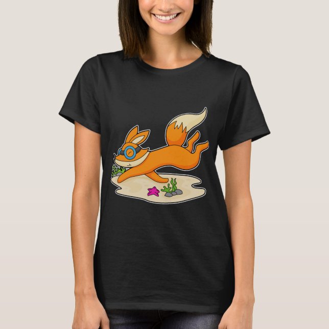 Fox Diver Swimming goggel T Shirt (Framsida)
