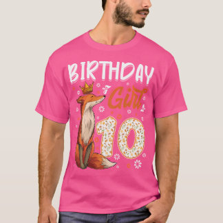 Fox Djur älskare 10th Birthday Girl Fox B-Day 10 T Shirt
