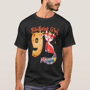 Fox Djuren 9: e födelsedagen Flicka Fox B Dag 9 år T Shirt