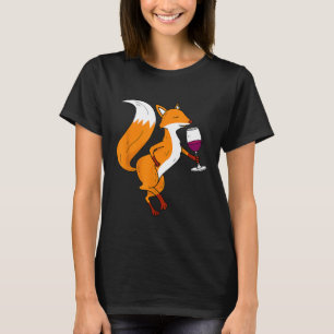 Fox Drinking Vin Shirt Cocktail Animal Funny Drun T