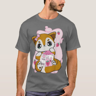 Fox Drinks Strawberry Mjölk Bubble Tea for Boba Lo T Shirt