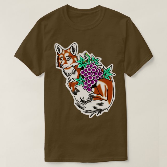 Fox druvor, traditionell tatuering t shirt (Design framsida)