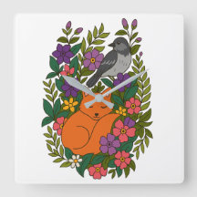 Fox, duva och blommor